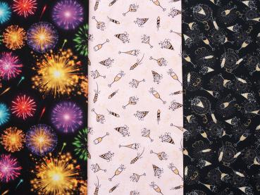 Preview: Baumwolle "Cheers" Party auf Schwarz by Swafing